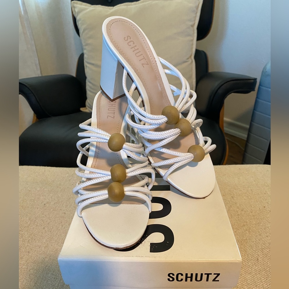 SCHUTZ White Strappy Heels